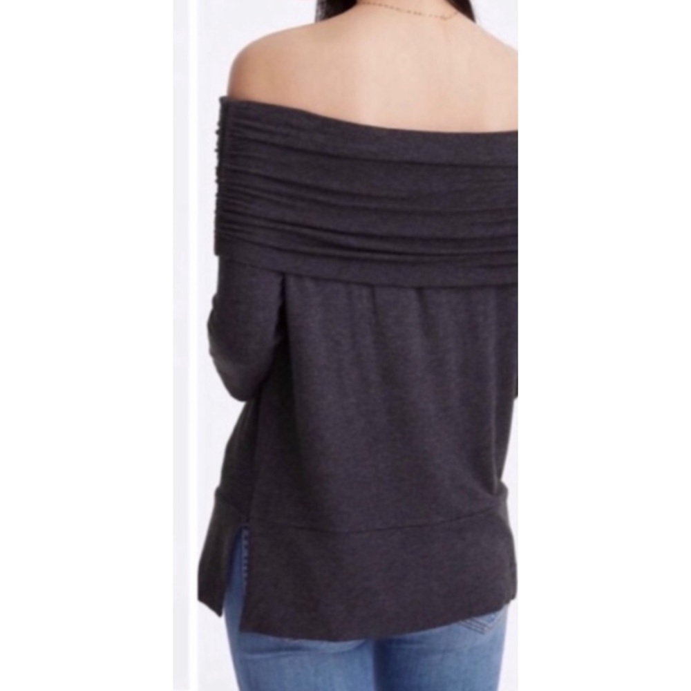 Lou & Grey Charcoal Gray Off the Shoulder Top S - Picture 2 of 7
